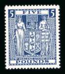 Stamp of New Zealand 1931-40 Postal Fiscal £5 indigo-blue mint, a very fine