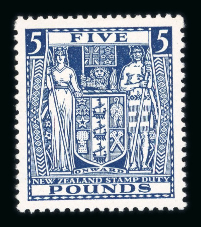 Stamp of New Zealand 1931-40 Postal Fiscal £5 indigo-blue mint, a very fine