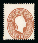 Stamp of Austria » 1860 Issue Austria Österreich 1860-61 10Kr dunkelbraun
