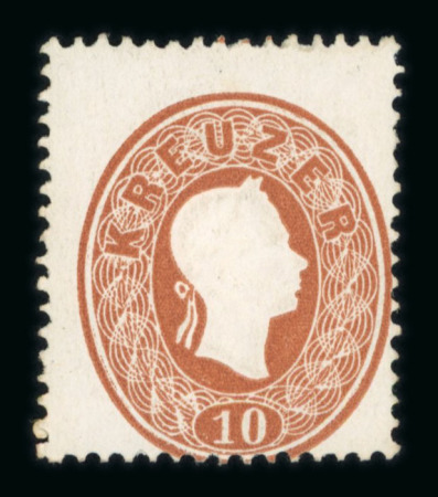 Stamp of Austria » 1860 Issue Austria Österreich 1860-61 10Kr dunkelbraun