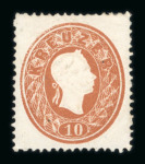 Stamp of Austria » 1860 Issue Austria Österreich 1860-61 10Kr braun und d'braun ungebr.