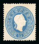 Stamp of Austria » 1860 Issue Austria Österreich 1860-61 15Kr blau und h'blau