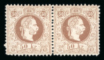 Stamp of Austria » 1867 Issue Austria Österreich 1874-84 50Kr Paar Feiner Druck Mischzhng.