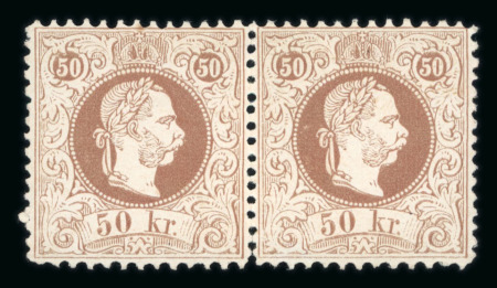 Stamp of Austria » 1867 Issue Austria Österreich 1874-84 50Kr Paar Feiner Druck Mischzhng.