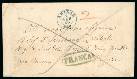 Stamp of Ionian Islands » Postal History » Mail to and from Foreign Destinations Ionian Islands 1863 Santa Maura to Florence entire