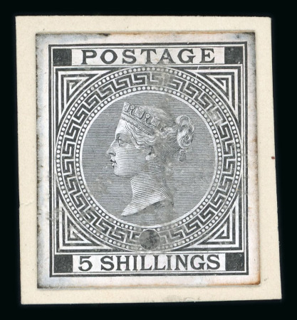 Stamp of Great Britain » 1855-1900 Surface Printed » 1867-83 High Values 1867 5/- stamp size die proof in black on glazed card,