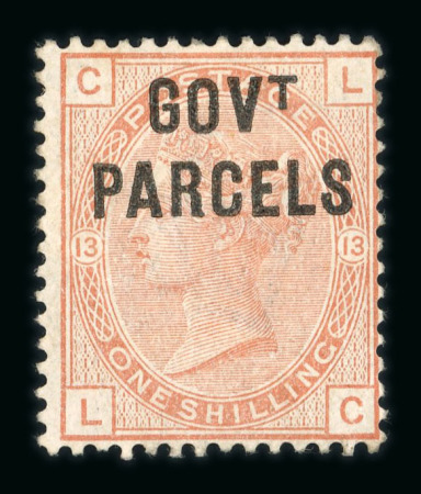 Stamp of Great Britain » Officials Government Parcels: 1883 1/- orange-brown, LG, Pl.13,