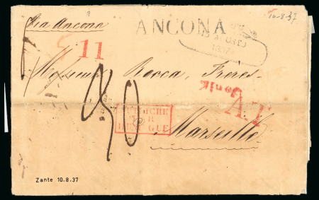 Stamp of Ionian Islands » Postal History » Mail to and from Foreign Destinations Ionian Islands 1834 and 1837 Zante to Marseille entires