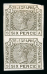 Stamp of Great Britain » Telegraphs 1880 Telegraphs: 1881 6d. grey SA-SB, Pl. 2 vertical