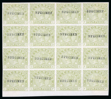 Stamp of Great Britain » Telegraphs 1880 Telegraphs: 1877 4d. sage-green, CC-FF, Pl. 1,