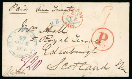 Stamp of Ionian Islands » Postal History » Mail to and from Foreign Destinations Ionian Islands 1858 cover Zacvnthos to Edinburgh