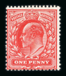 Stamp of Great Britain » King Edward VII » 1902-10 De La Rue Issues 1912 1d. colour trial in rose red; large part original