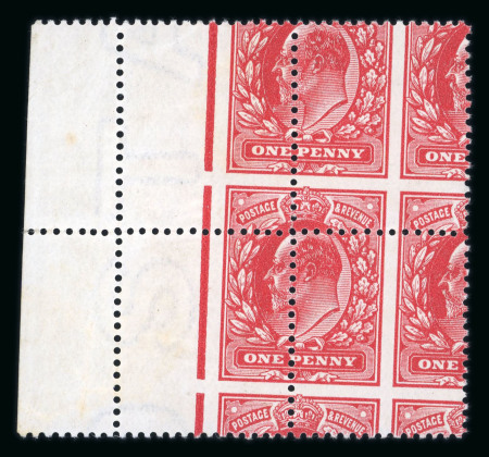 Stamp of Great Britain » King Edward VII » 1911 Harrison & Sons Issues 1911 1d. rose red, block of four showing a spectacular
