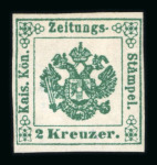 Stamp of Austria » Newspaper Tax Stamps Austria Österreich 1853 Zeitungsstplm. 2Kr tiefgrün