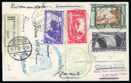 Stamp of Italy » Regno d'Italia » Posta Aerea Italy 1933 (30.5.) registered Bodensee zeppelin postcard
