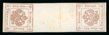 Stamp of Austria » Newspaper Tax Stamps Austria Österreich 1858-59 Zeitungsstplm. 2Kr braun Pl.I Kehrdruckzwischensteg
