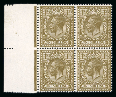 Stamp of Great Britain » King George V » 1912-24 Profile Head Issues 1912-24 1/- deep bronze-brown, a superb mint NH block