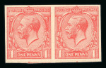 Stamp of Great Britain » King George V » 1912-24 Profile Head Issues 1921 1d. pale scarlet imperf coil trial pair no watermark