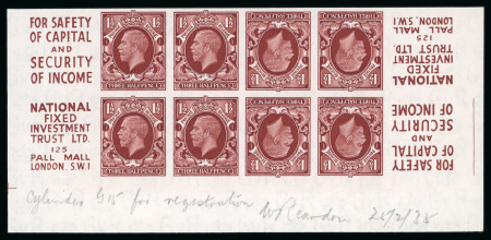Stamp of Great Britain » King George V » 1924-36 Issues 1934 1 1/2d. red brown intermediate format, imperforate