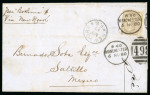 Stamp of Great Britain » 1854-1900 Postal History of the Perforated Line Engraved and Surface Printed Issues 1880 (Nov 6) Wrapper to Mexico with 1873-80 4d grey-brown pl.17 tied by the cds part of the Manchester duplex