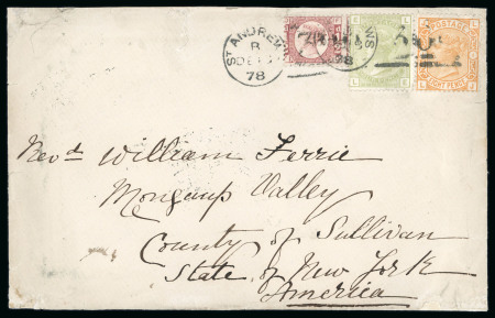 Stamp of Great Britain » 1854-1900 Postal History of the Perforated Line Engraved and Surface Printed Issues 1878 envelope from St. Andrews to New York (29.12.78)