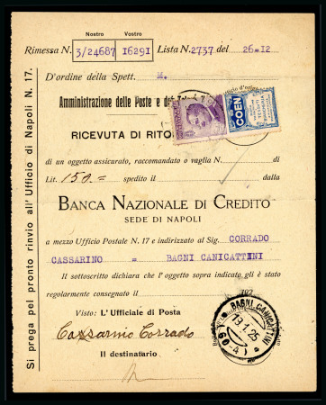 Stamp of Italy » Regno d'Italia » Pubblicitari Italy 1924-25 Publicity stamps 50c coen used on advice of receipt