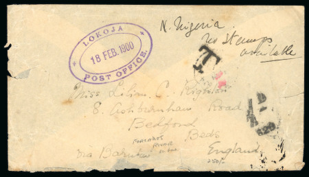 Stamp of Nigerias » Niger Company Territories Lokoja: 1900 (Feb 19) envelope to England endorsed "N. Nigeria No stamps available", with a superb strike of the Lokoja double oval ds