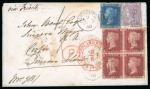 Stamp of Great Britain » 1854-1900 Postal History of the Perforated Line Engraved and Surface Printed Issues 1860 (JU 3) envelope from Plymouth to Corfu, Via Trieste,