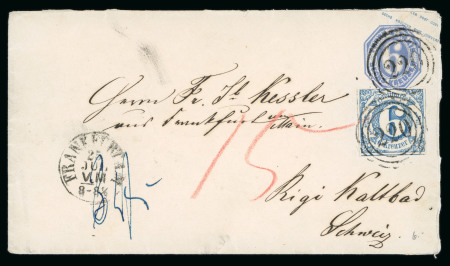 Stamp of Switzerland / Schweiz » Hotelpost 1863 Rigi-Kaltbad Hotelpost Taxe von 15 Rappen auf auf eingehendem Brief von Frankfurt am Main