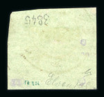 Stamp of Romania » 1858 Moldavian Bull's (21 July) Handstruck at Jassy on wove paper (81pa.) or laid paper (other values). 54 Parale green on pale green, cancelled JASSY MOLDOVA 30/9 cds in red