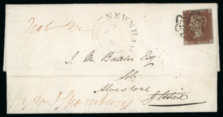 Stamp of Great Britain » 1841 1d Red 1841 (AU 27) entire missent to Gloucester, bearing