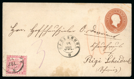 Stamp of Switzerland / Schweiz » Hotelpost 1867 Rigi-Scheideck Hotelpost auf eingehendem Brief von Karlsruhe