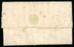 Stamp of Malta 1829 (Apr 12) entire written from a sailor onboard HMS Isis at Malta to France with scarce "MALTA * P PAID" straight-line hs in black