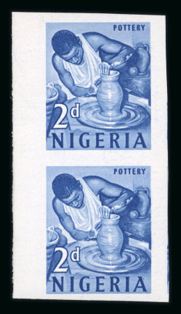 Stamp of Nigerias » Crown Colony 1961 Pictorials 1/2d and 2d in mint n.h. imperf. vertical pairs