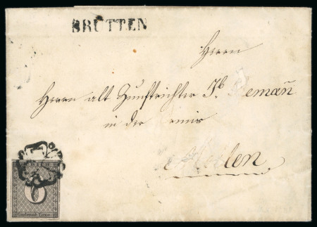 Stamp of Switzerland / Schweiz » Kantonalmarken » Zürich 1848, Zürich 6, Type IV, auf Brief aus Brütten
