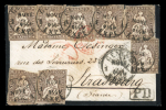 Stamp of Switzerland / Schweiz » Sitzende Helvetia Ungezähnt » 1857-62 Berner Druck, Dickes Papier 1862, 5 Rp. braun, 4. Berner Druckperiode, 8 Einzelmarken auf Brief