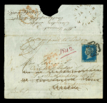 Stamp of Great Britain » 1840 2d Blue (ordered by plate number) 1842 (JA 5) large part entire from Jamaica (dry Harbour)