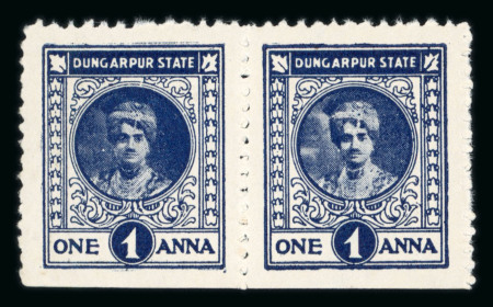 Stamp of Indian States » Dungarpur 1939-46 1a deep blue perf. 10 1/2 mint pair