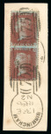 Stamp of Great Britain » 1854-70 Perforated Line Engraved 1855 1d. deep red-brown, QC-RC, Pl. 25 vertical pair,