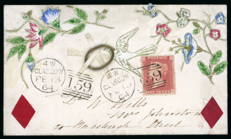 Stamp of Great Britain » Hand Illustrated and Printed Envelopes 1864 (Fe 13) a stunning valentines envelope used locally