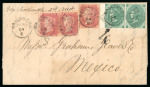 Stamp of Ireland » GB Used In Ireland 1864 Ballymena to Mexico, a superb "Matched" pair of