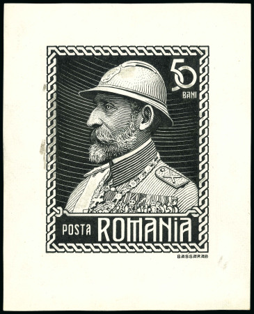 Stamp of Romania » Later Issues 1922 Essay / original artwork (size 205 x 160 mm) in pencil and chalk on thin card by painter Ludovic Bassarab for the Coronation Issue.