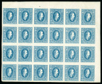 Stamp of Romania » United Principalities 1864-1865 Prince Cuza 1865 Prince Cuza 5 parale blue upper right sheet corner block of 24 (4x6)