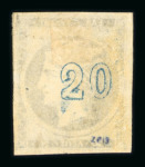 Stamp of Greece » Large Hermes Heads » 1875-80 Printed on cream paper with figures at back 20 lepta deep Prussian blue