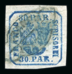 Stamp of Romania » United Principalities 1862-1864 Two 30 parale on white wove and horizontally laid paper, cancelled FRANCO PIATRA
