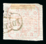 Stamp of Romania » United Principalities 1862-1864 6 parale brick red handstruck on horizontally laid paper, cancelled by part of FRANCO FOLTICHENII