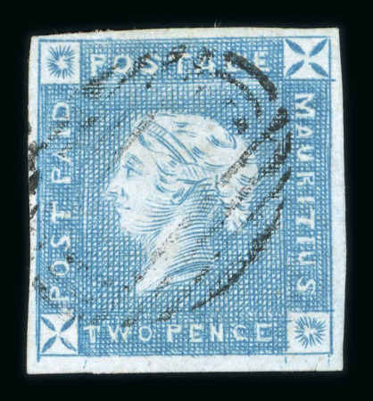 Stamp of Mauritius » 1859 Lapirot Issue » Early Impressions (SG 36-37) Mauritius 1859 Lapirot early impression 2d blue used