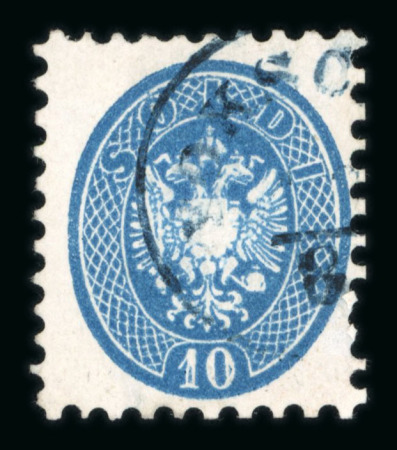 Stamp of Romania » Austrian Levant Post Offices FOKSCHAN: 1864 10s. blue cancelled by a fragment of FOKSCHAN consular post in blue.
