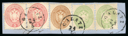 Stamp of Romania » Austrian Levant Post Offices GALATZ: three colour franking on fragment containing