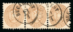 Stamp of Romania » Austrian Levant Post Offices GALATZ & BUCHAREST: Lot containing a strip of three of 15s (1864) cancel of the consular office in Bucharest, together with 10s and pair of 15s on small fragment from the 1867